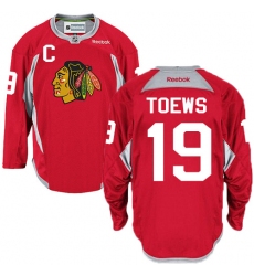Men's Reebok Chicago Blackhawks #19 Jonathan Toews Premier Red Practice NHL Jersey