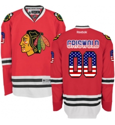Men's Reebok Chicago Blackhawks #00 Clark Griswold Premier Red USA Flag Fashion NHL Jersey