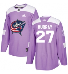 Men's Adidas Columbus Blue Jackets #27 Ryan Murray Authentic Purple Fights Cancer Practice NHL Jersey