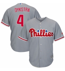 Youth Majestic Philadelphia Phillies #4 Lenny Dykstra Authentic Grey Road Cool Base MLB Jersey