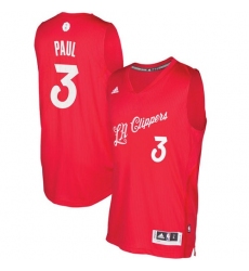 Men's Adidas Los Angeles Clippers #3 Chris Paul Authentic Red 2016-2017 Christmas Day NBA Jersey