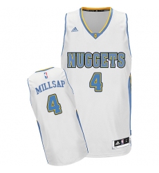 Men's Adidas Denver Nuggets #4 Paul Millsap Swingman White Home NBA Jersey