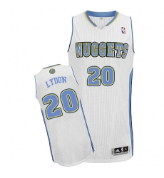 Men's Adidas Denver Nuggets #20 Tyler Lydon Authentic White Home NBA Jersey