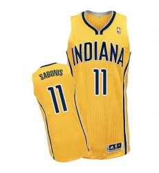 Men's Adidas Indiana Pacers #11 Domantas Sabonis Authentic Gold Alternate NBA Jersey