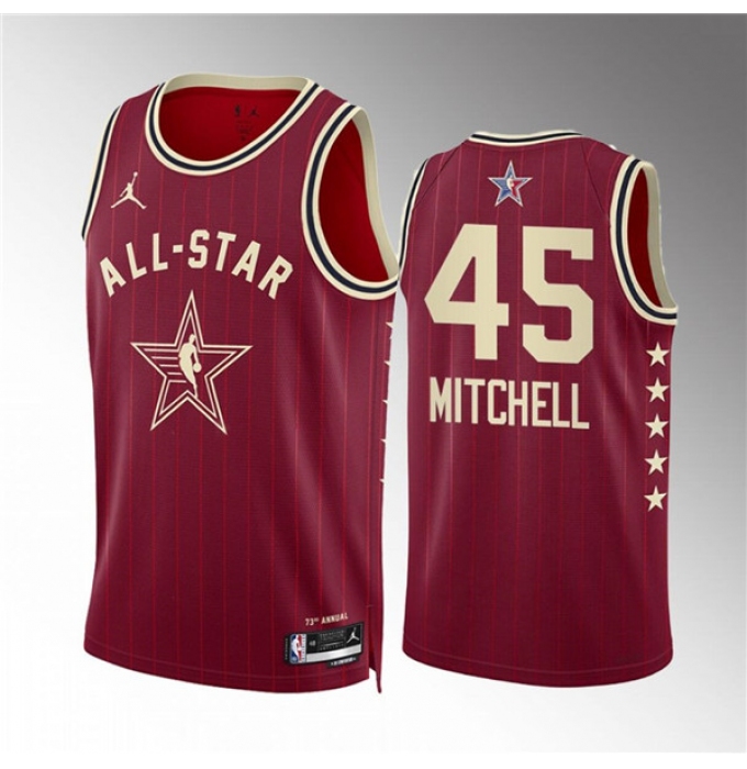 Men's 2024 All-Star #45 Donovan Mitchell Crimson Stitched Basketball Jersey