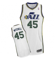 Men's Adidas Utah Jazz #45 Donovan Mitchell Authentic White Home NBA Jersey