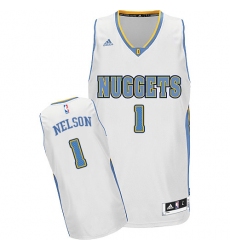 Men's Adidas Denver Nuggets #1 Jameer Nelson Swingman White Home NBA Jersey