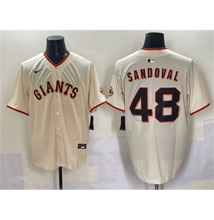 Men's San Francisco Giants #48 Pablo Sandoval Cream 2024 Home Limited Stitched Baseball Jersey