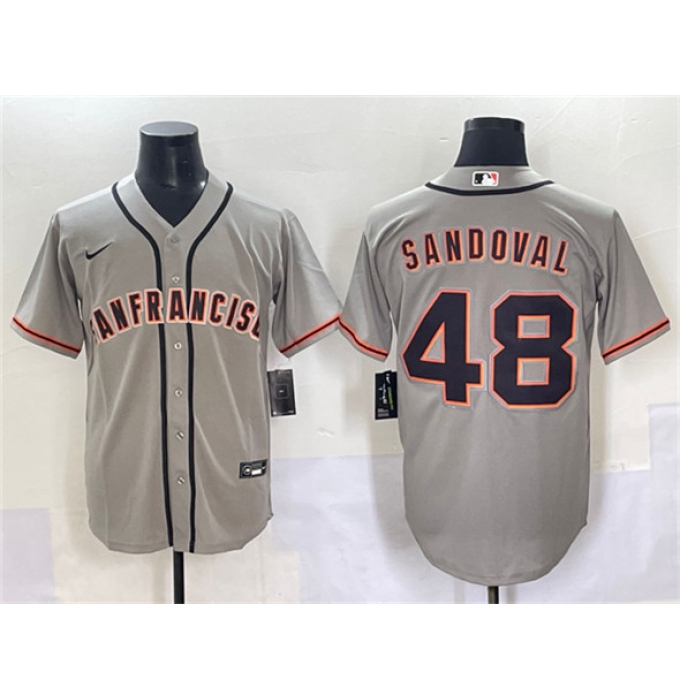 Men's San Francisco Giants #48 Pablo Sandoval Gray Cool Base Stitched Baseball Jersey