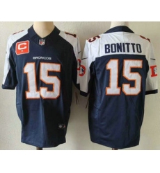 Men's Denver Broncos #15 Nik Bonitto Navy Blue C Thanksgiving FUSE Vapor Jersey