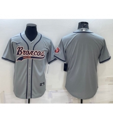 Men's Denver Broncos Blank Gray With Patch Cool Base Stitched Baseball Jersey