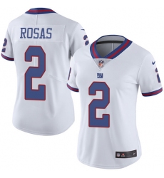Women's Nike New York Giants #2 Aldrick Rosas Limited White Rush Vapor Untouchable NFL Jersey