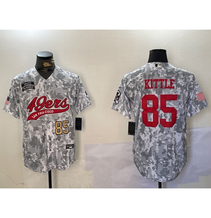 Men's San Francisco 49ers #85 George Kittle Arctic Camo 2024 Salute to Service Stitched Baseball Jerseys