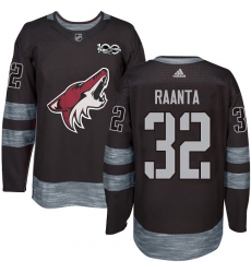 Men's Adidas Arizona Coyotes #32 Antti Raanta Authentic Black 1917-2017 100th Anniversary NHL Jersey