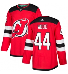 Men's Adidas New Jersey Devils #44 Miles Wood Authentic Red Home NHL Jersey