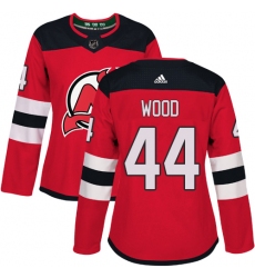 Women's Adidas New Jersey Devils #44 Miles Wood Authentic Red Home NHL Jersey