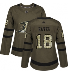 Women's Adidas Anaheim Ducks #18 Patrick Eaves Authentic Green Salute to Service NHL Jersey