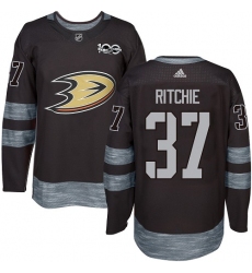 Men's Adidas Anaheim Ducks #37 Nick Ritchie Authentic Black 1917-2017 100th Anniversary NHL Jersey