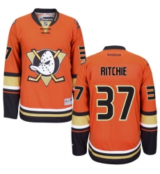 Men's Reebok Anaheim Ducks #37 Nick Ritchie Premier Orange Third NHL Jersey