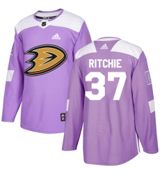 Youth Adidas Anaheim Ducks #37 Nick Ritchie Authentic Purple Fights Cancer Practice NHL Jersey