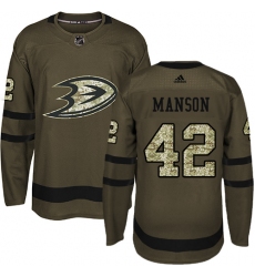 Men's Adidas Anaheim Ducks #42 Josh Manson Authentic Green Salute to Service NHL Jersey