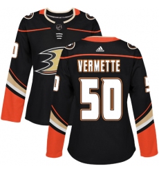 Women's Adidas Anaheim Ducks #50 Antoine Vermette Authentic Black Home NHL Jersey