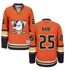 Men's Reebok Anaheim Ducks #25 Ondrej Kase Premier Orange Third NHL Jersey