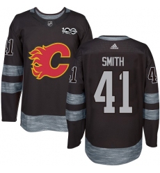 Men's Adidas Calgary Flames #41 Mike Smith Authentic Black 1917-2017 100th Anniversary NHL Jersey