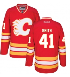 Men's Reebok Calgary Flames #41 Mike Smith Authentic Red Third NHL Jersey