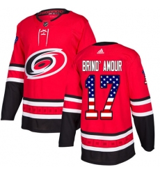 Youth Adidas Carolina Hurricanes #17 Rod Brind'Amour Authentic Red USA Flag Fashion NHL Jersey