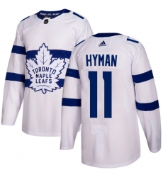 Youth Adidas Toronto Maple Leafs #11 Zach Hyman Authentic White 2018 Stadium Series NHL Jersey