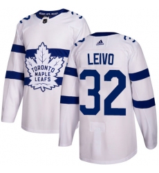 Men's Adidas Toronto Maple Leafs #32 Josh Leivo Authentic White 2018 Stadium Series NHL Jersey