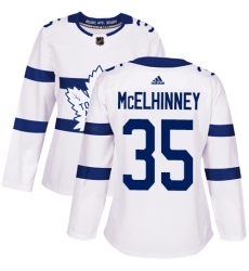 Women's Adidas Toronto Maple Leafs #35 Curtis McElhinney Authentic White 2018 Stadium Series NHL Jersey