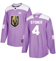 Youth Adidas Vegas Golden Knights #4 Clayton Stoner Authentic Purple Fights Cancer Practice NHL Jersey