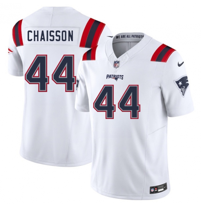 Men's New England Patriots #44 K'Lavon Chaisson White 2025 F.U.S.E. Vapor Limited Football Stitched Jersey