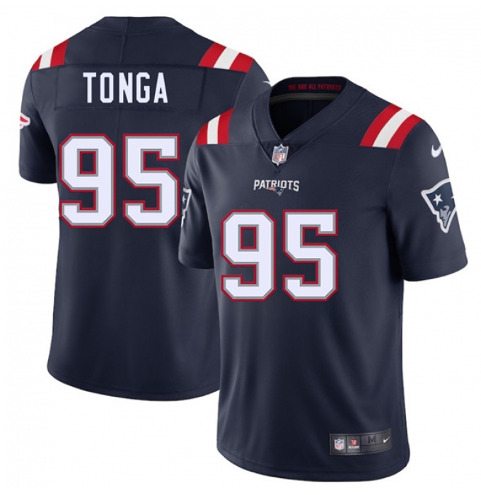 Men's New England Patriots #95 Khyiris Tonga White 2025 Vapor Limited Football Stitched Jersey