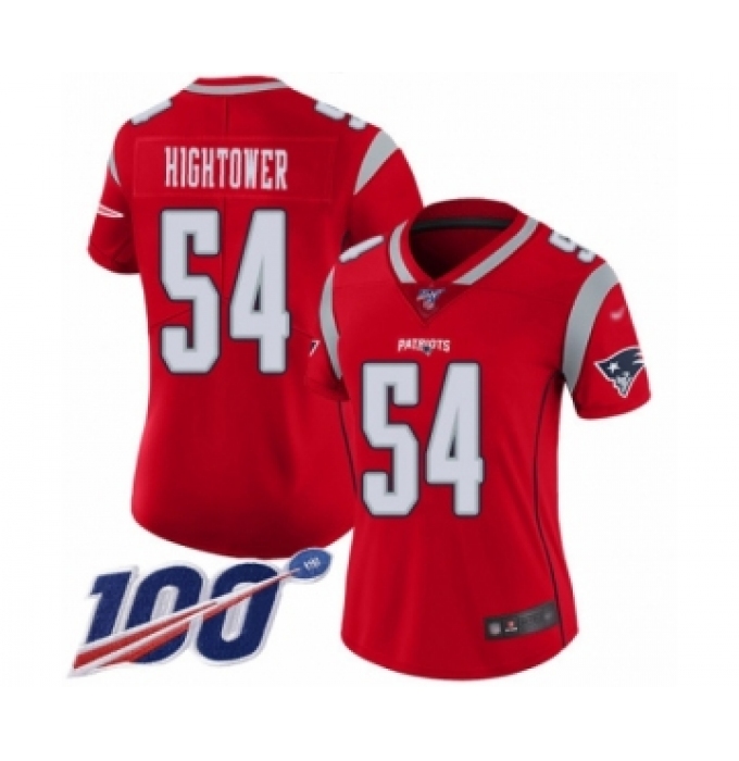 Women's New England Patriots #54 Dont'a Hightower Limited Red Inverted Legend 100th Season Football Jersey