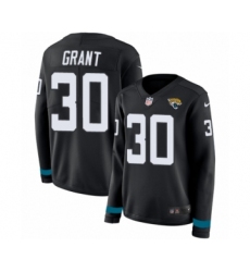 Women's Nike Jacksonville Jaguars #30 Corey Grant Limited Black Therma Long Sleeve NFL Jersey