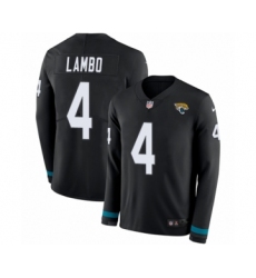 Men's Nike Jacksonville Jaguars #4 Josh Lambo Limited Black Therma Long Sleeve NFL Jersey