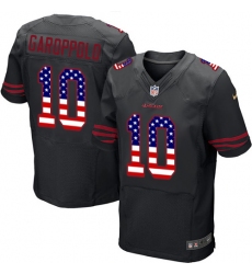 Men's Nike San Francisco 49ers #10 Jimmy Garoppolo Elite Black Alternate USA Flag Fashion NFL Jersey