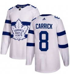 Men's Adidas Toronto Maple Leafs #8 Connor Carrick Authentic White 2018 Stadium Series NHL Jersey