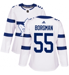 Women's Adidas Toronto Maple Leafs #55 Andreas Borgman Authentic White 2018 Stadium Series NHL Jersey