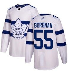 Youth Adidas Toronto Maple Leafs #55 Andreas Borgman Authentic White 2018 Stadium Series NHL Jersey