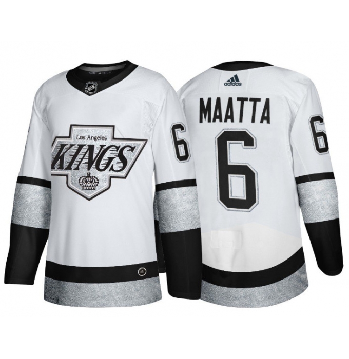 Men's Los Angeles Kings #6 Olli Maatta White Throwback Stitched Jersey