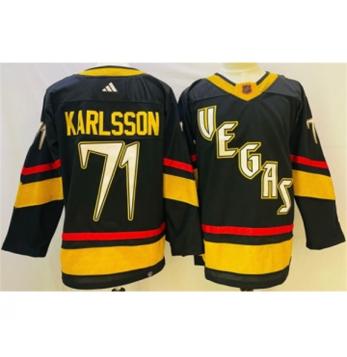 Men's Vegas Golden Knights #71 William Karlsson Black 2022-23 Reverse Retro Stitched Jersey