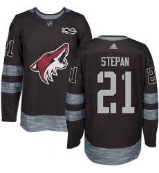 Men's Adidas Arizona Coyotes #21 Derek Stepan Authentic Black 1917-2017 100th Anniversary NHL Jersey