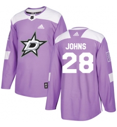 Youth Adidas Dallas Stars #28 Stephen Johns Authentic Purple Fights Cancer Practice NHL Jersey