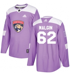 Men's Adidas Florida Panthers #62 Denis Malgin Authentic Purple Fights Cancer Practice NHL Jersey