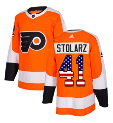 Youth Adidas Philadelphia Flyers #41 Anthony Stolarz Authentic Orange USA Flag Fashion NHL Jersey