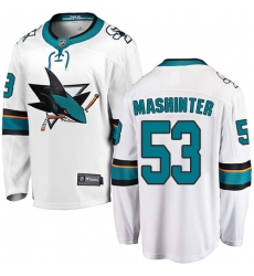 Youth San Jose Sharks #53 Brandon Mashinter Fanatics Branded White Away Breakaway NHL Jersey